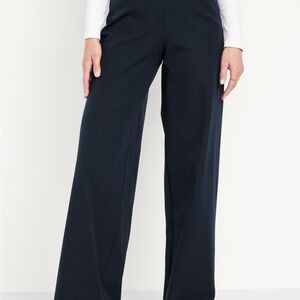 High-Waisted Pull-On Pixie Wide-Leg Pants - Navy